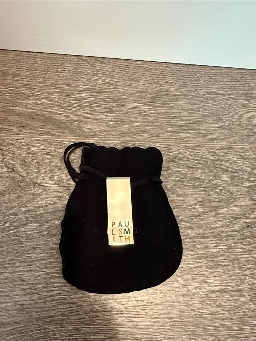 Paul Smith Sliver Tone Money Clip with Black Velvet Pouch